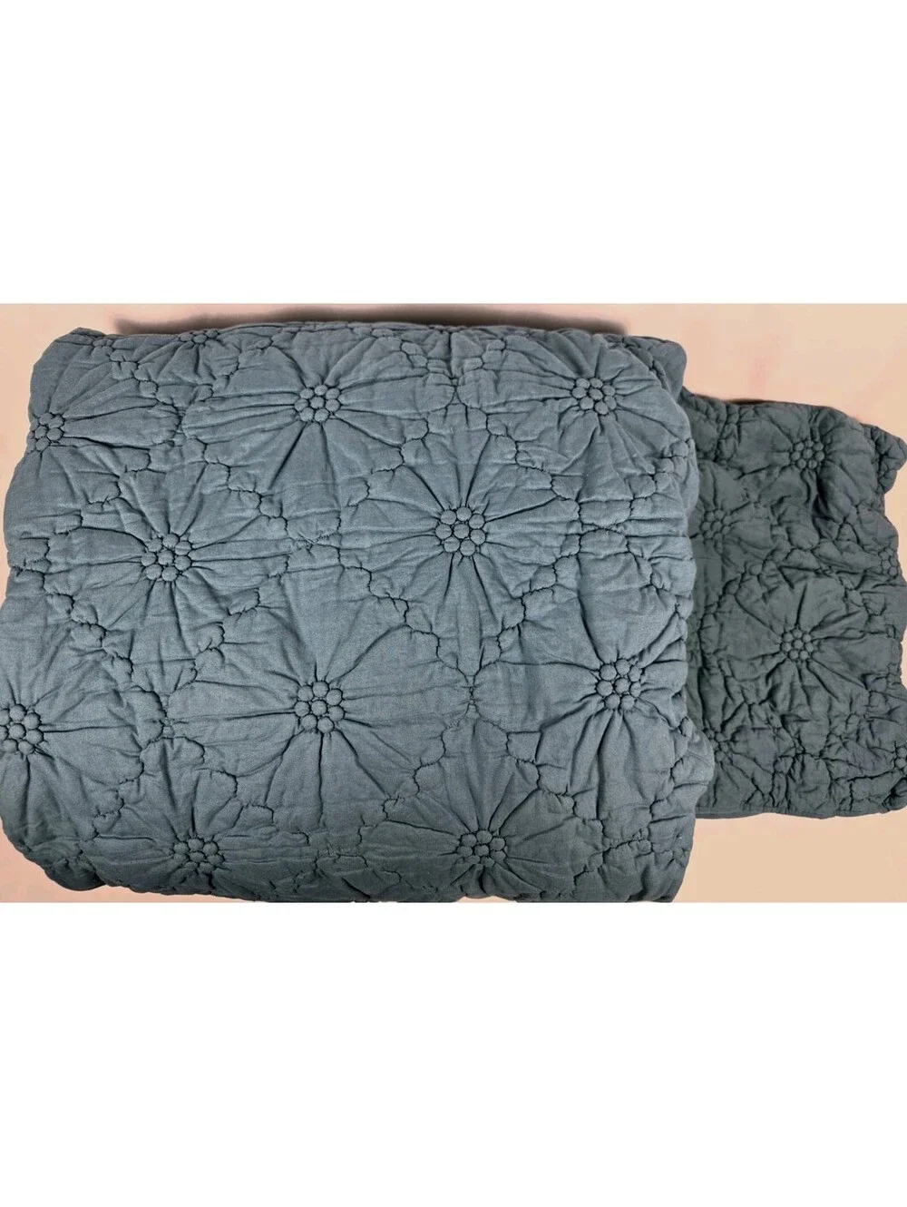 Artisan de Luxe Twin Duvet Cover & Sham Set - Blue Tufted Floral